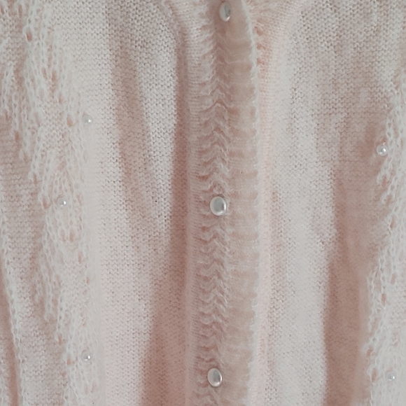 FRNCH Paris V-Neck Pointelle Women's Cardigan Sweater Pink Size Small NWT - Picture 4 of 10